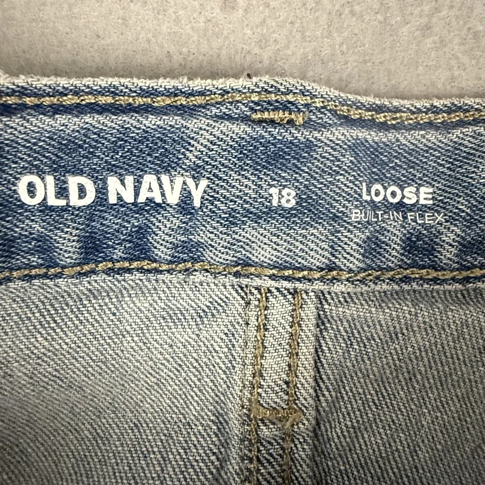 Old Navy Jeans Boys 18 Blue Distressed Loose Built-In Flex Denim Adjustable Wais